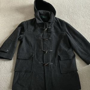 Ralph Lauren Gray men’s wool/blend trench coat zip & detachable hood size XL